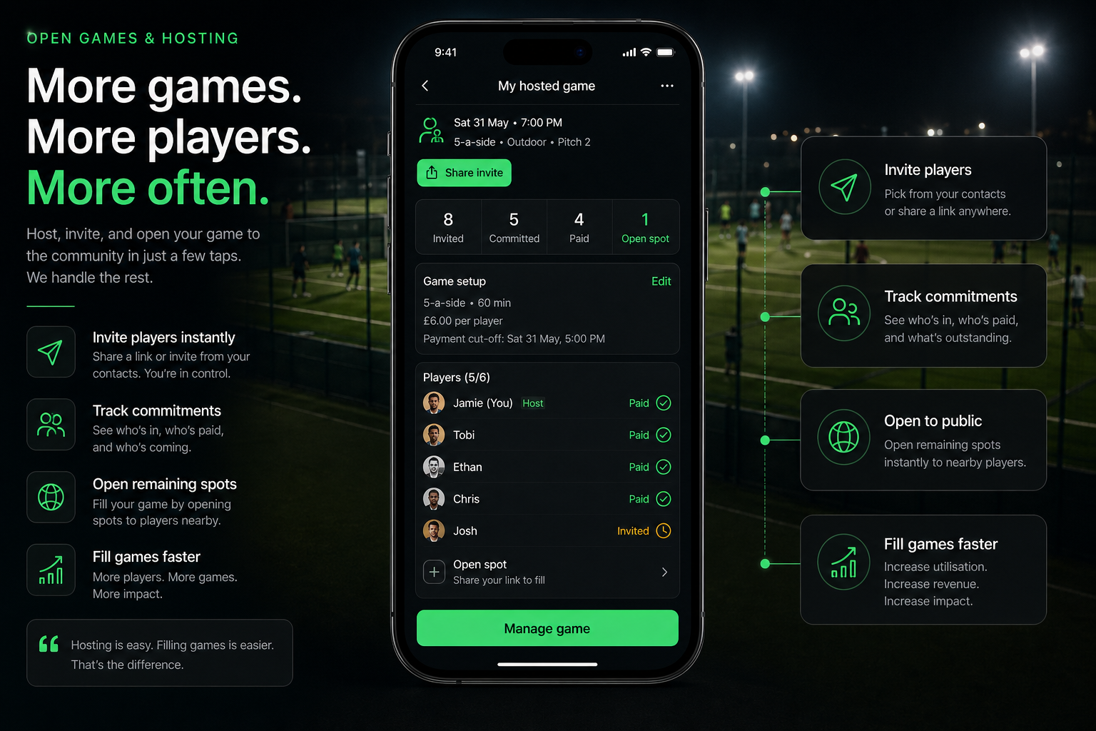 4Nines open games and hosting flow