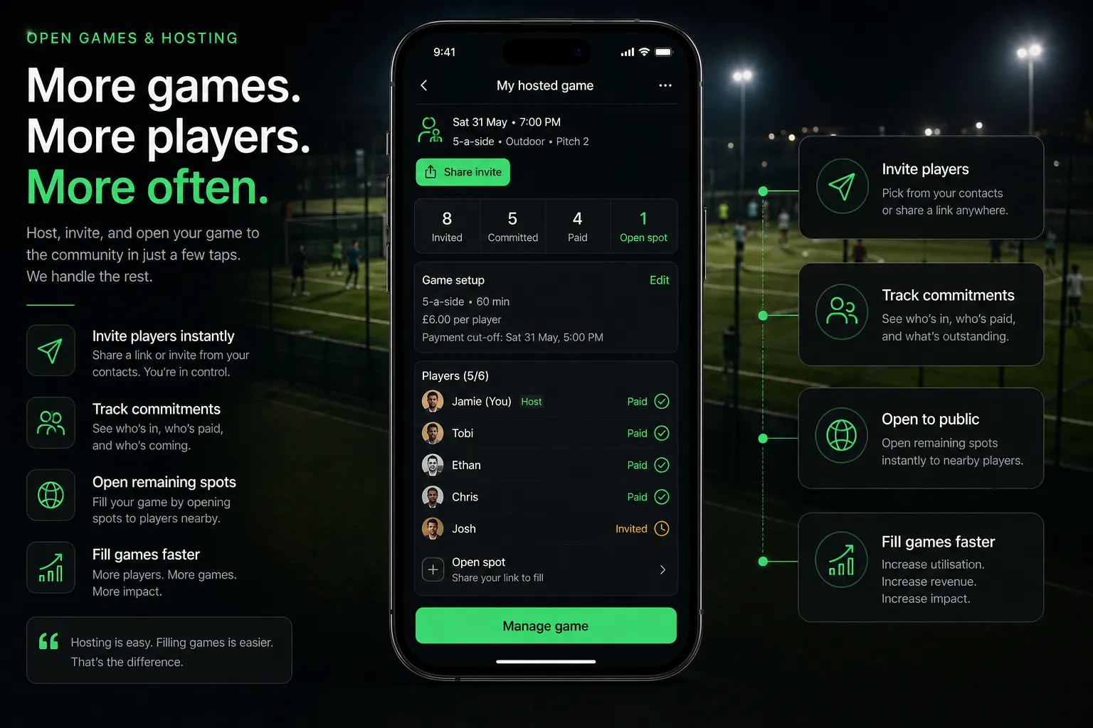 4nines open games and hosting flow